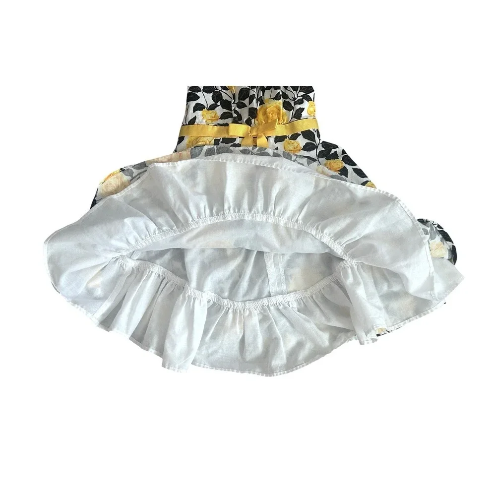 Bonnie Jean Dress Yellow Floral Rose Girls 3T Lined Bow Spring Easter Bloomcore‎